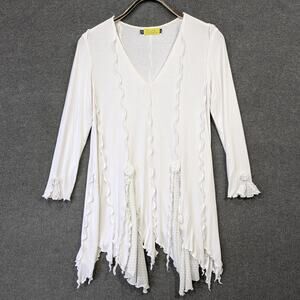 Giselle Shepatin Tunic Top Womens Small Ruffle Fluttery Hem Rosettes Streamers